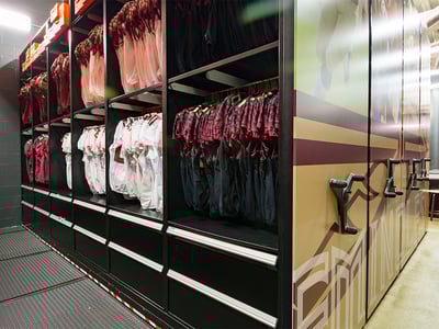 Football Uniforms in Spacesaver System Boston Sports