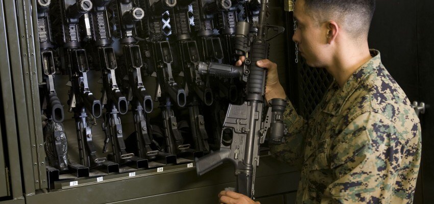 Military Weapons Storage System with Weapons Racks for Quick Access