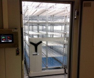 Compact cold storage in temperature-controlled research facility