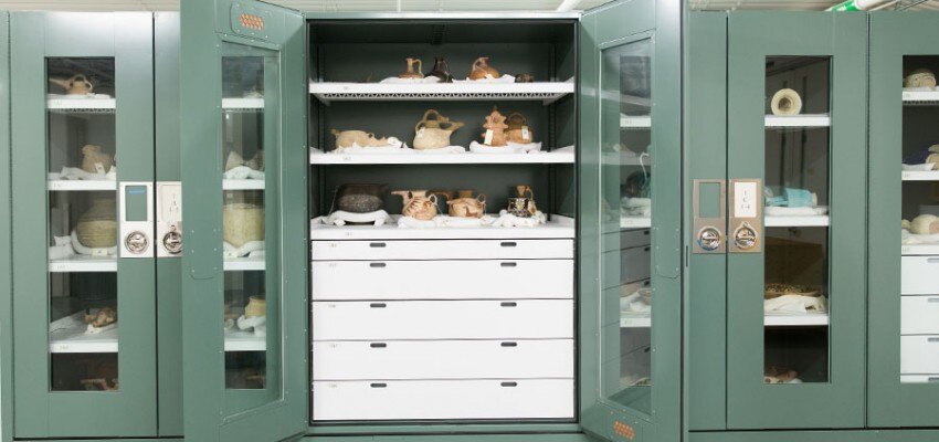 Museum grade cabinets, gallery storage, museum storage, mobile cabinets on rails