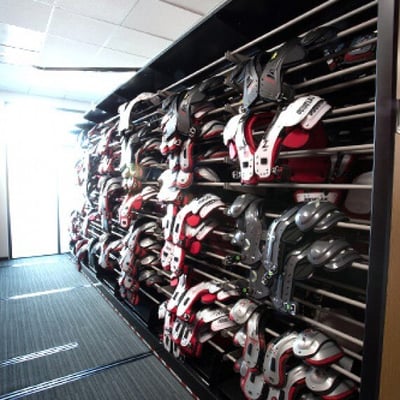 sports-team-storage-athletic-equipment-storage- shoulder pad storage