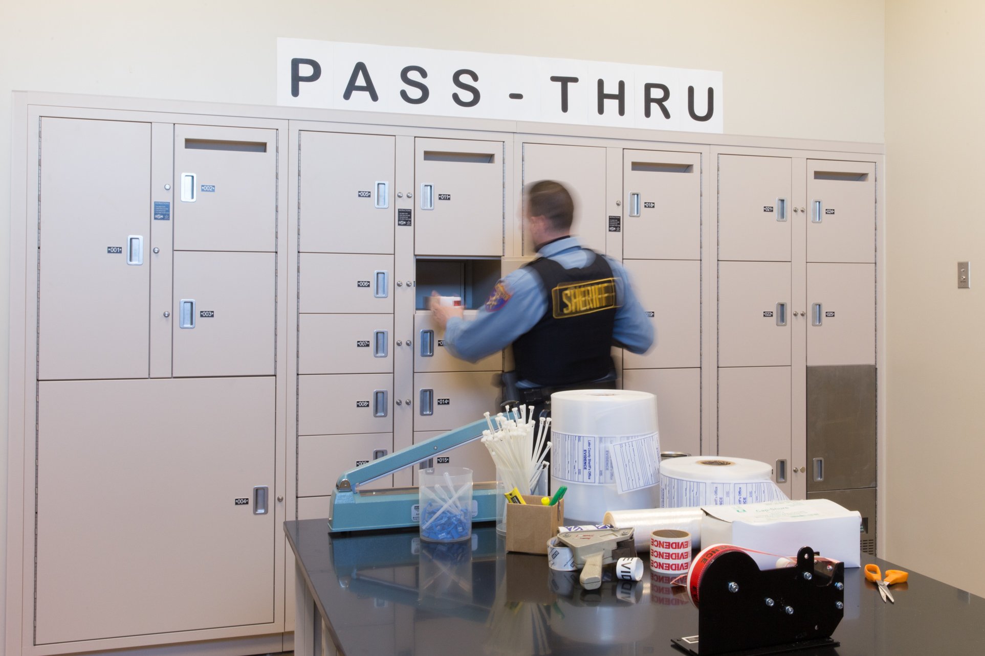 Pass through evidence lockers secure the chain of custody