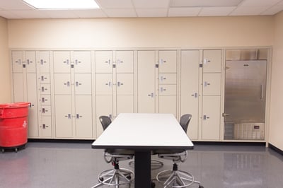Temporary evidence lockers including a refrigerated compartment