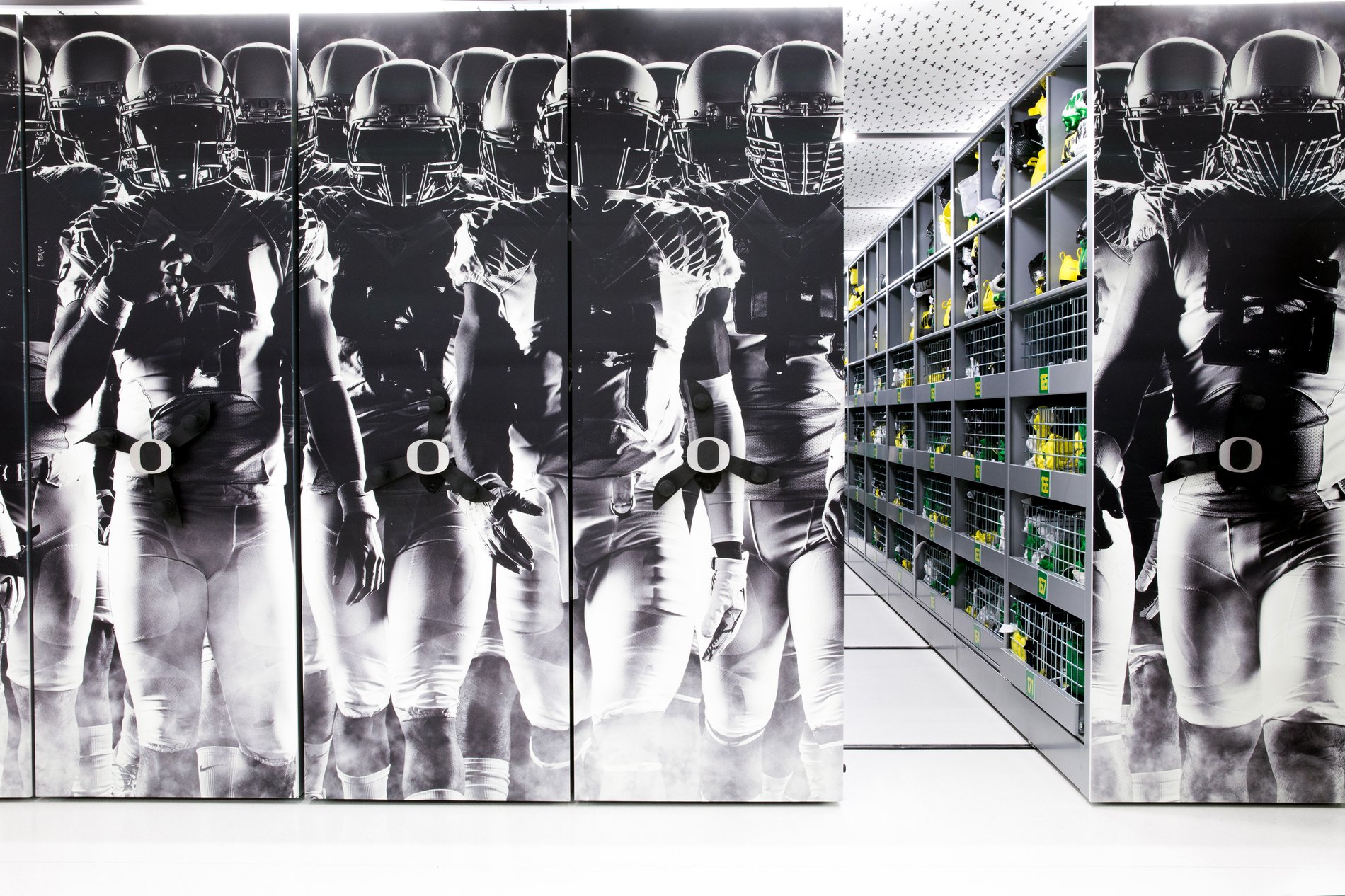 football custom graphic wrap on mobile shelving