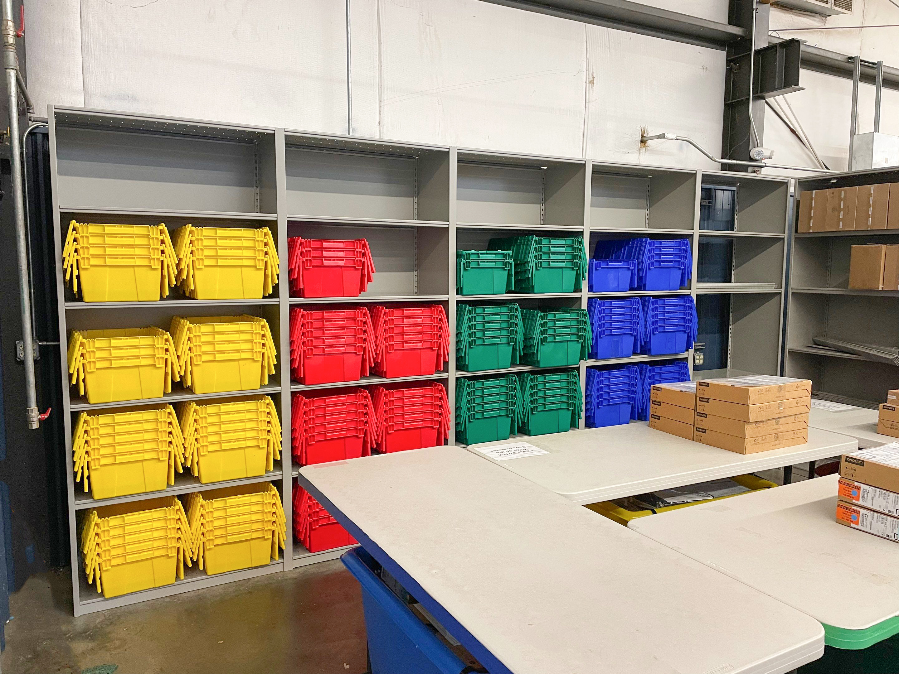 4-Post Shelving with Bin Storage