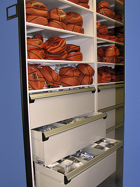 Basketball Athletic Equipment Storage with Drawer System