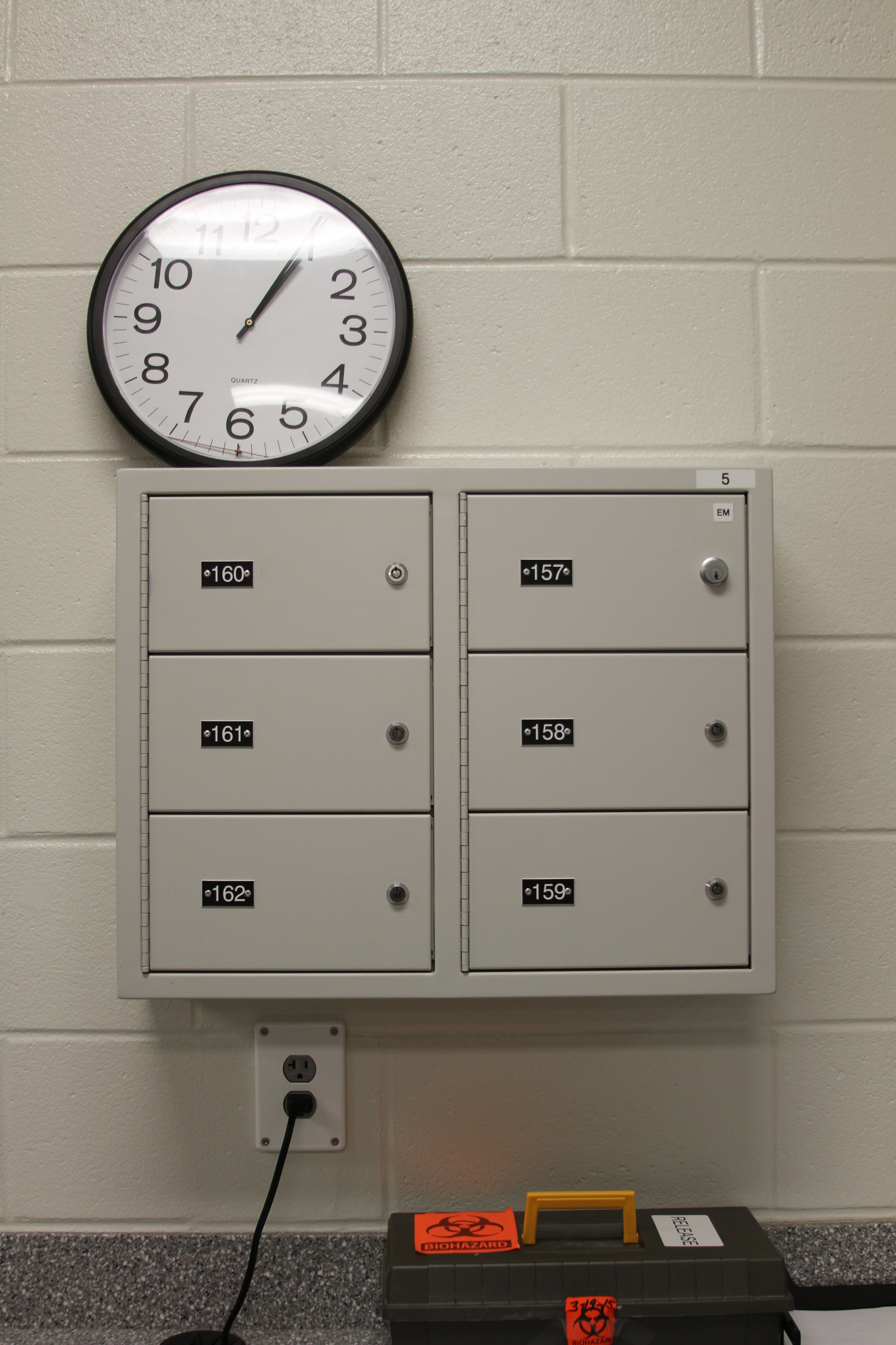 Close-up of Sally Port Lockers at Wake County Detention Center, North Carolina