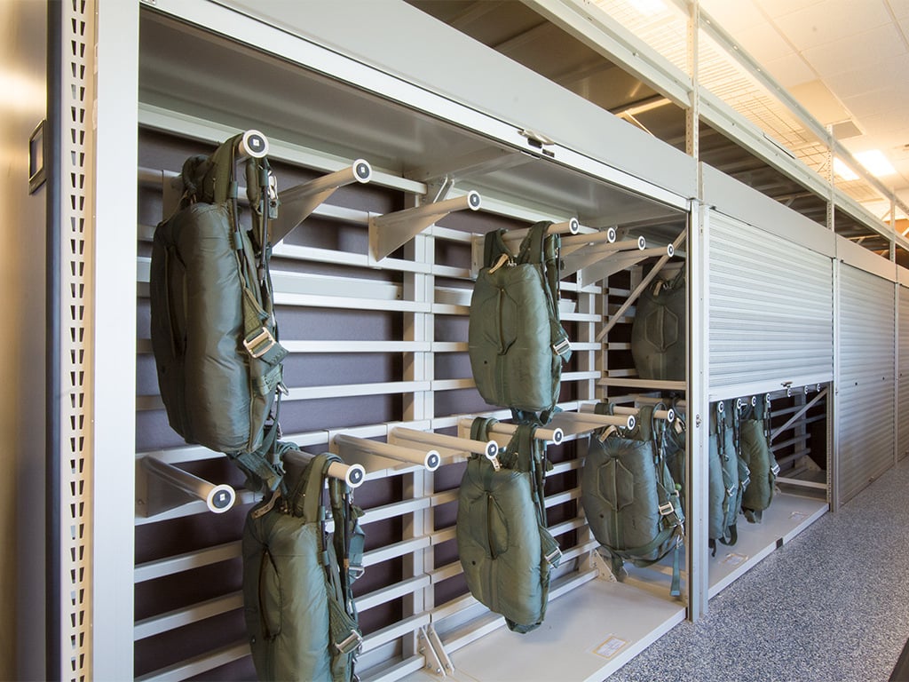 AFB Mobile and Lockers for Military Parachute Storage