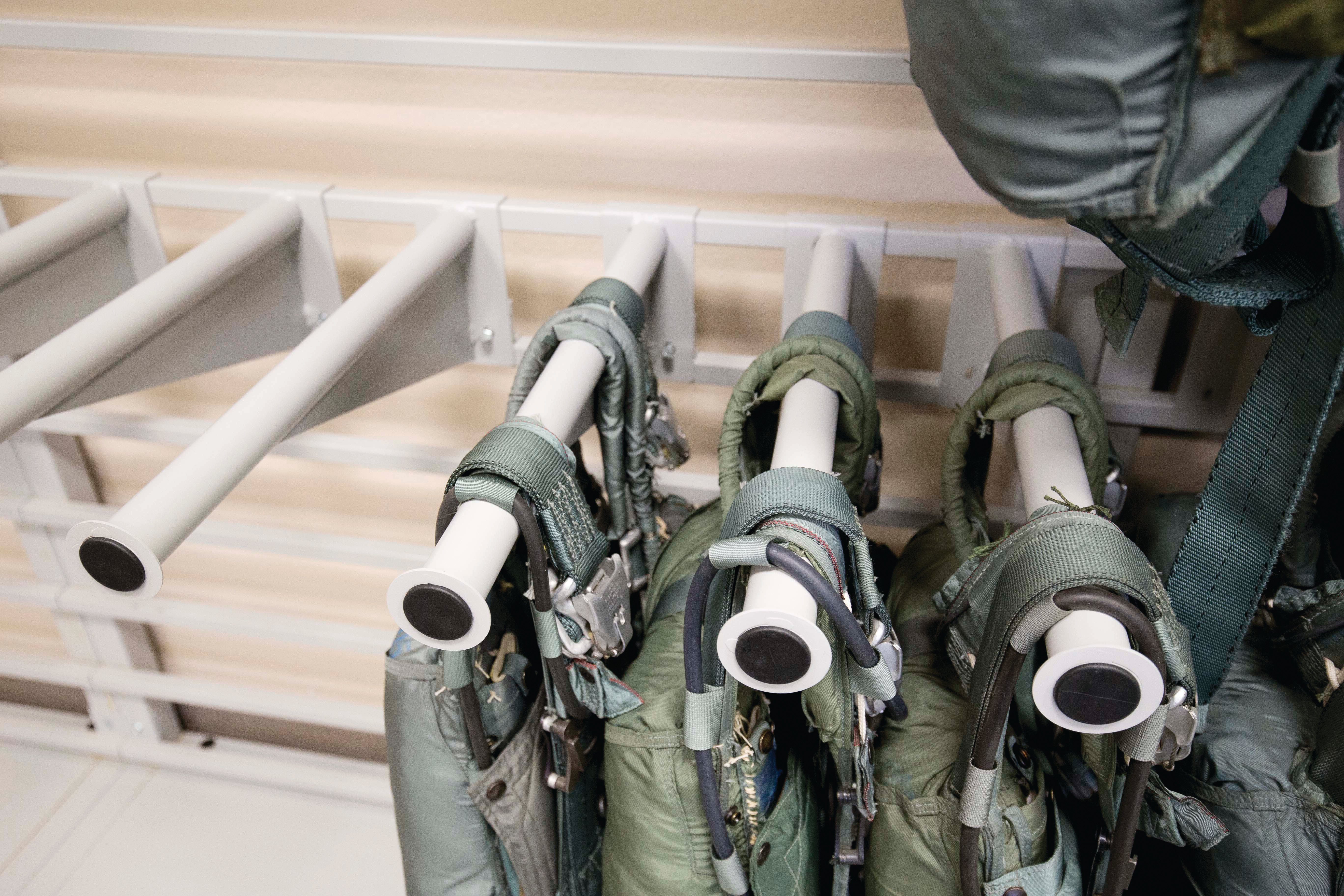 Close-up of Static Parachute Rack