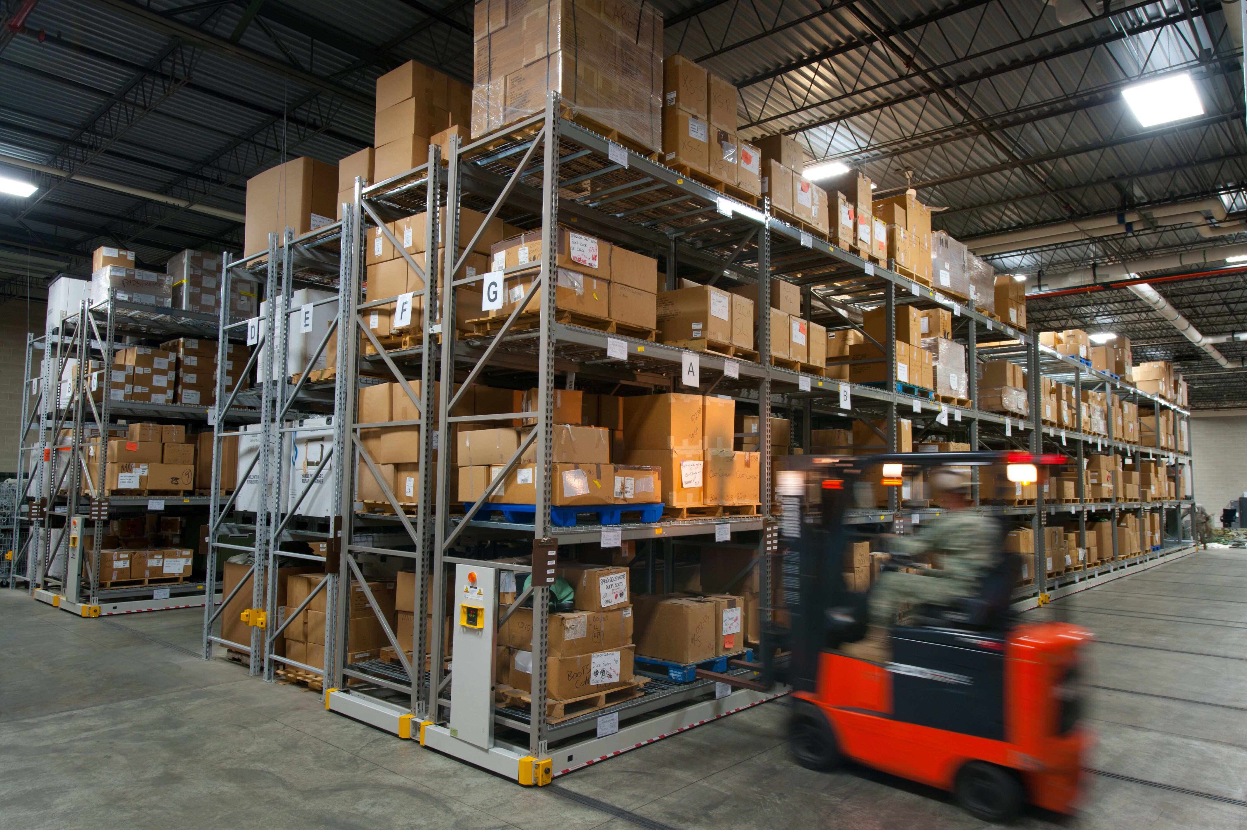 Heavy-duty mobile racking in Central Issue Facility