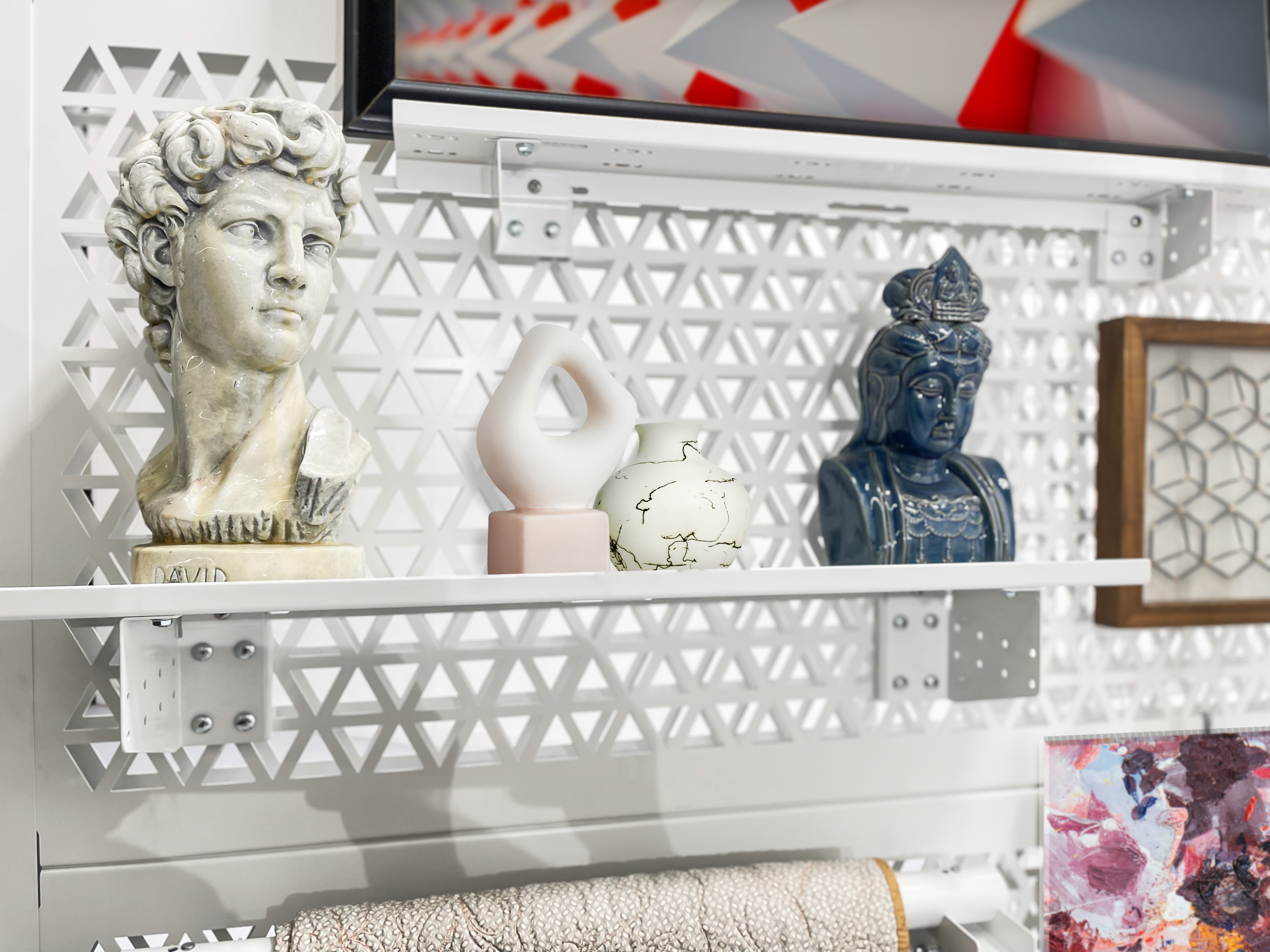 Art Racks with shelving for museum or gallery display
