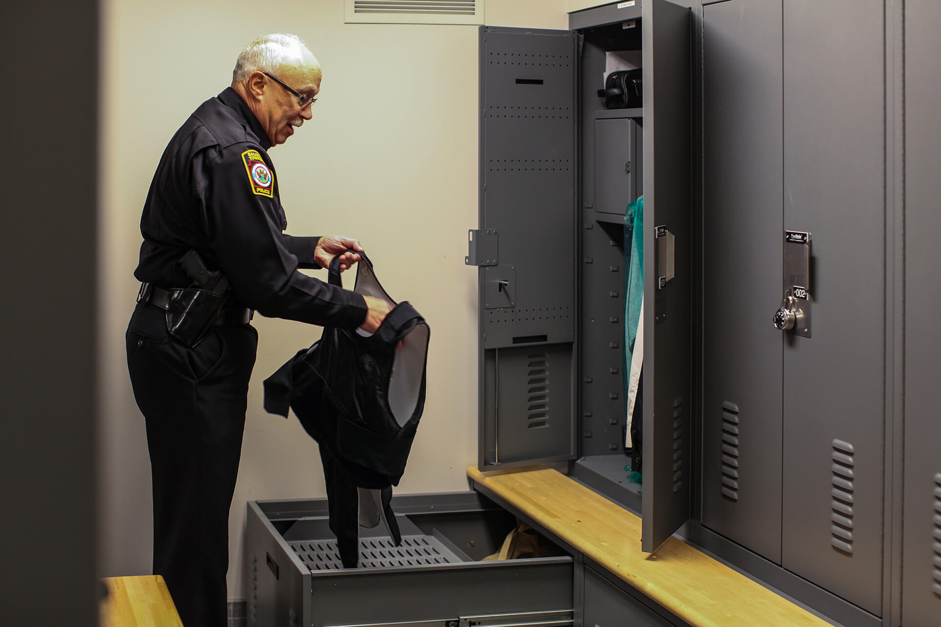 Law Enforcement Lockers with Body Armor Drawer Storage
