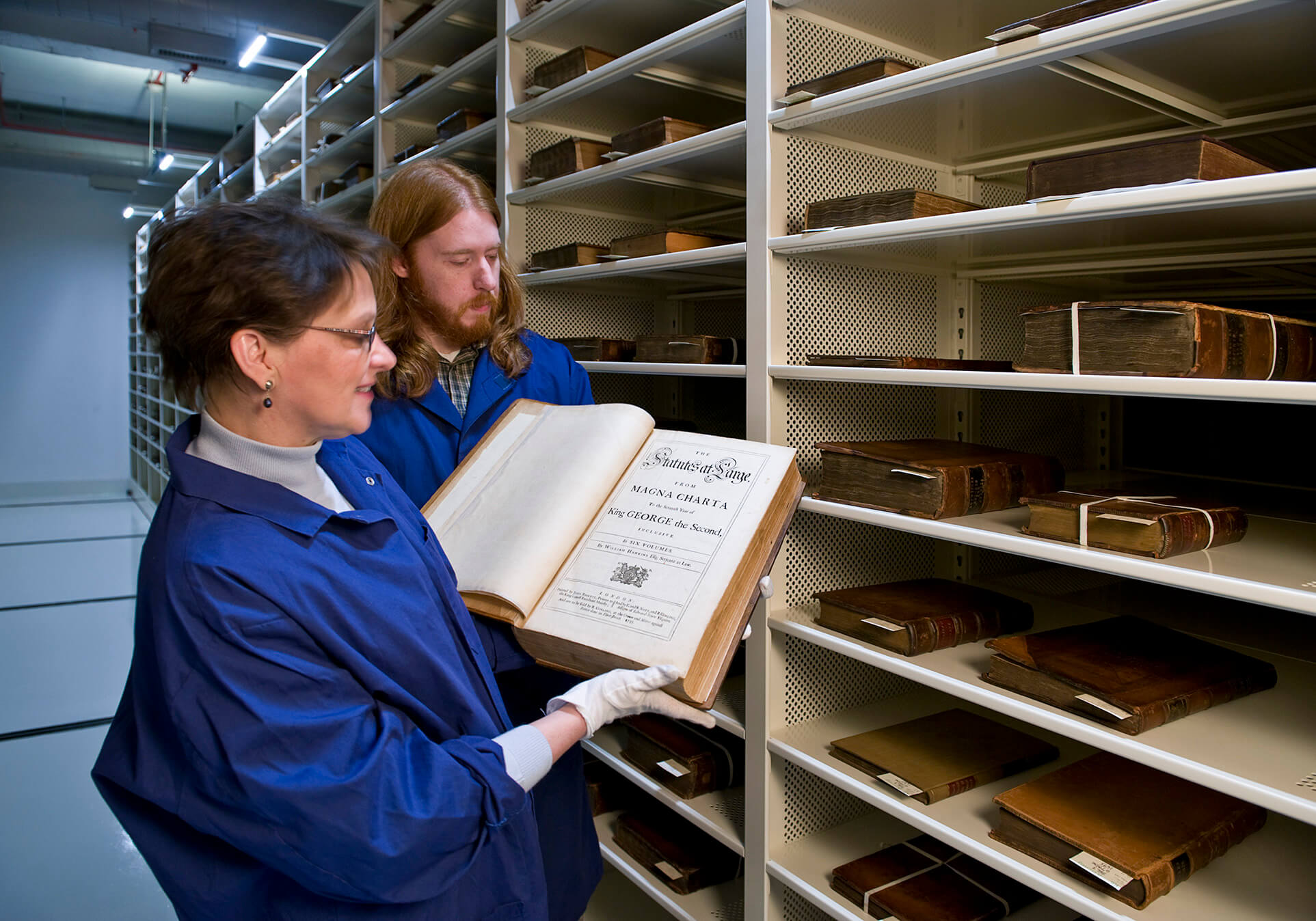 Archival book storage on Static Shelving, State Library of Pennsylvania