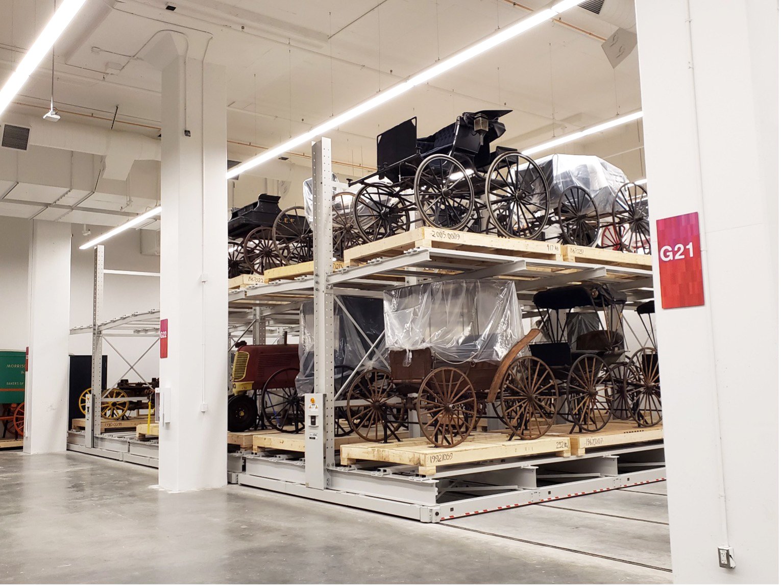 Historic Carriages on Mobile Shelves