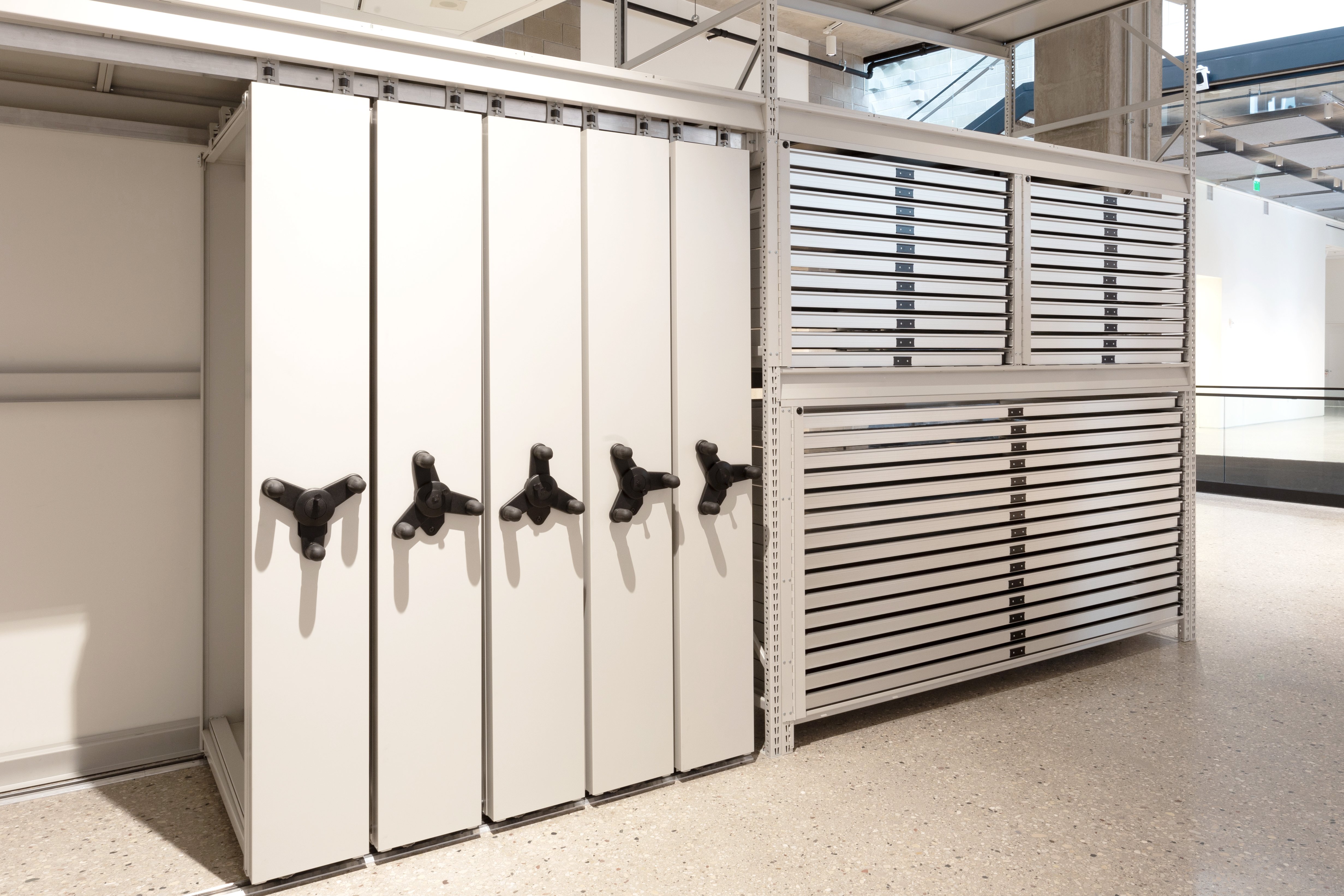 Small Compactor Mobile System Inside Wide Span Shelving