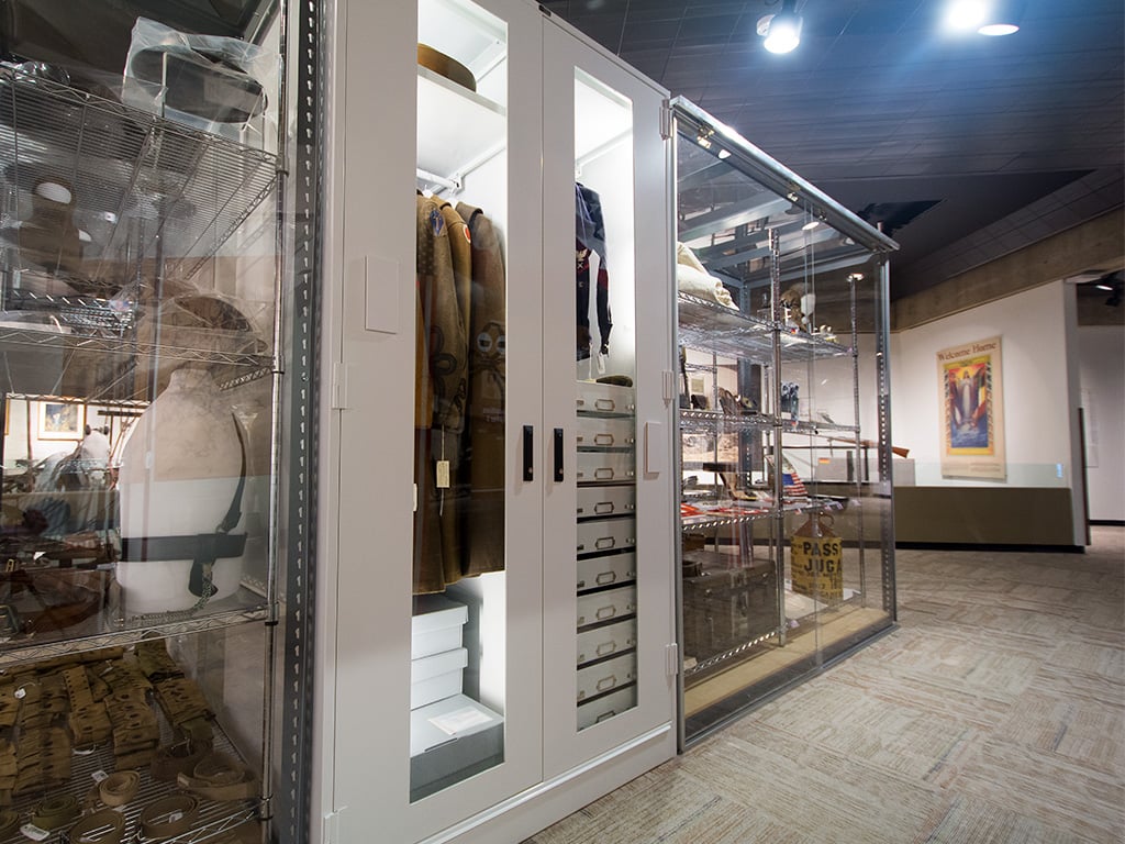 illuminated viking museum cabinet