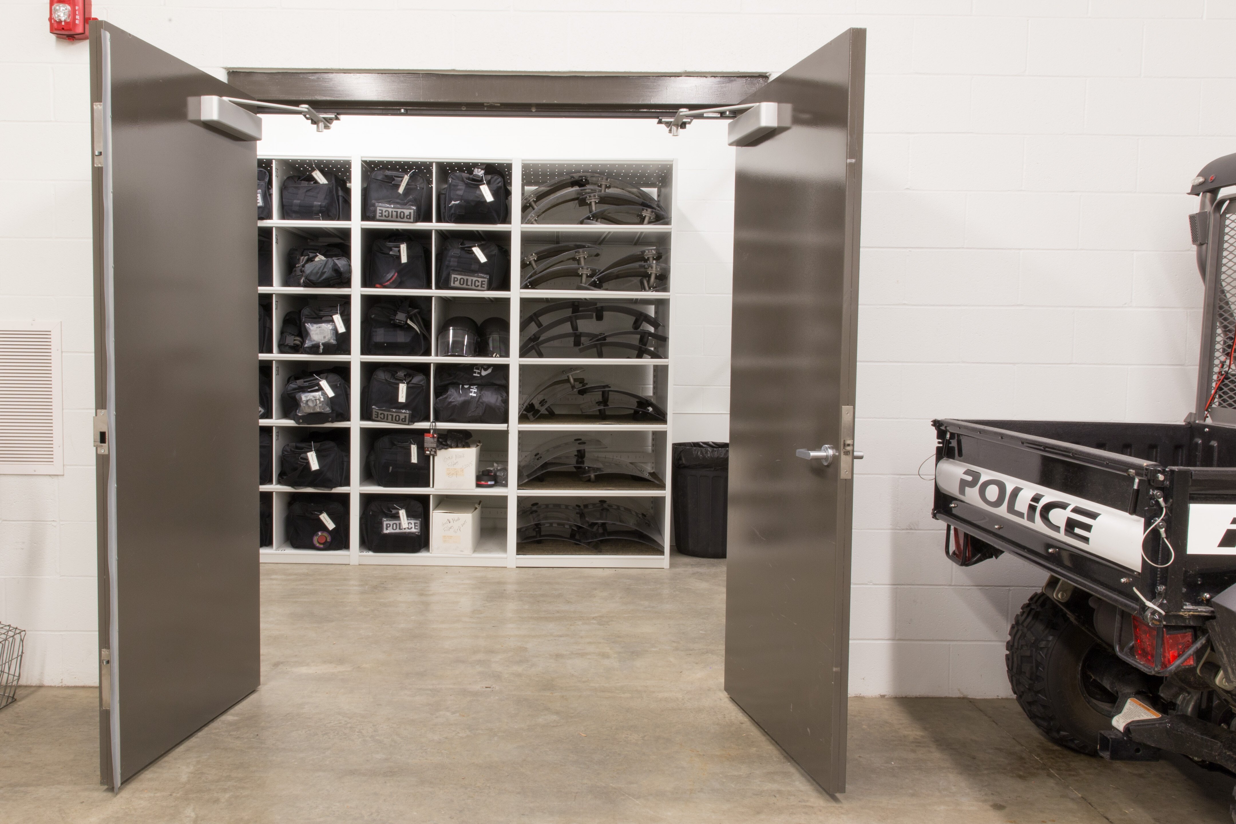 Crowd Control Gear Storage Near Garage