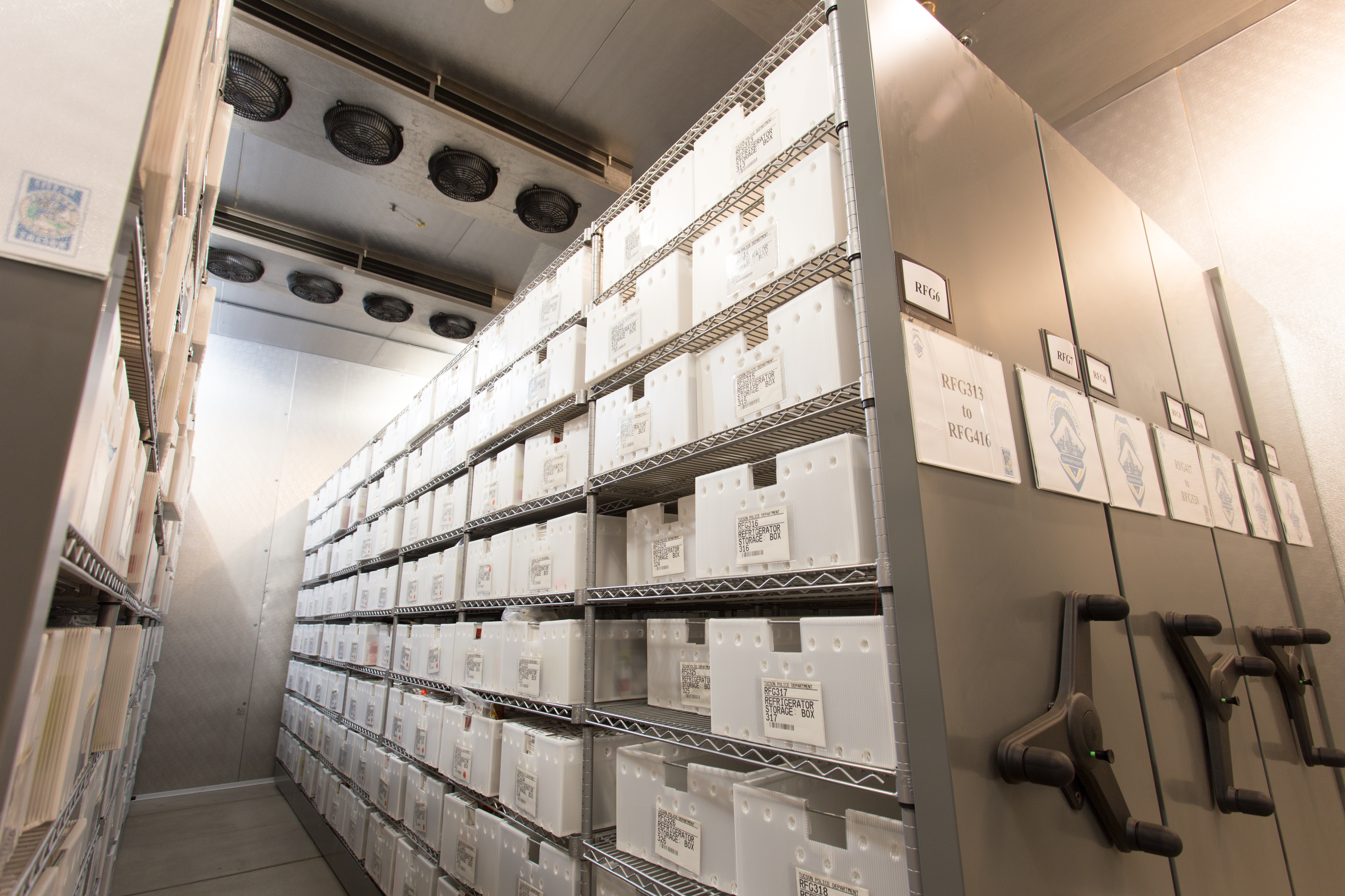 Walk in refrigerator stores biological evidence at Police Department