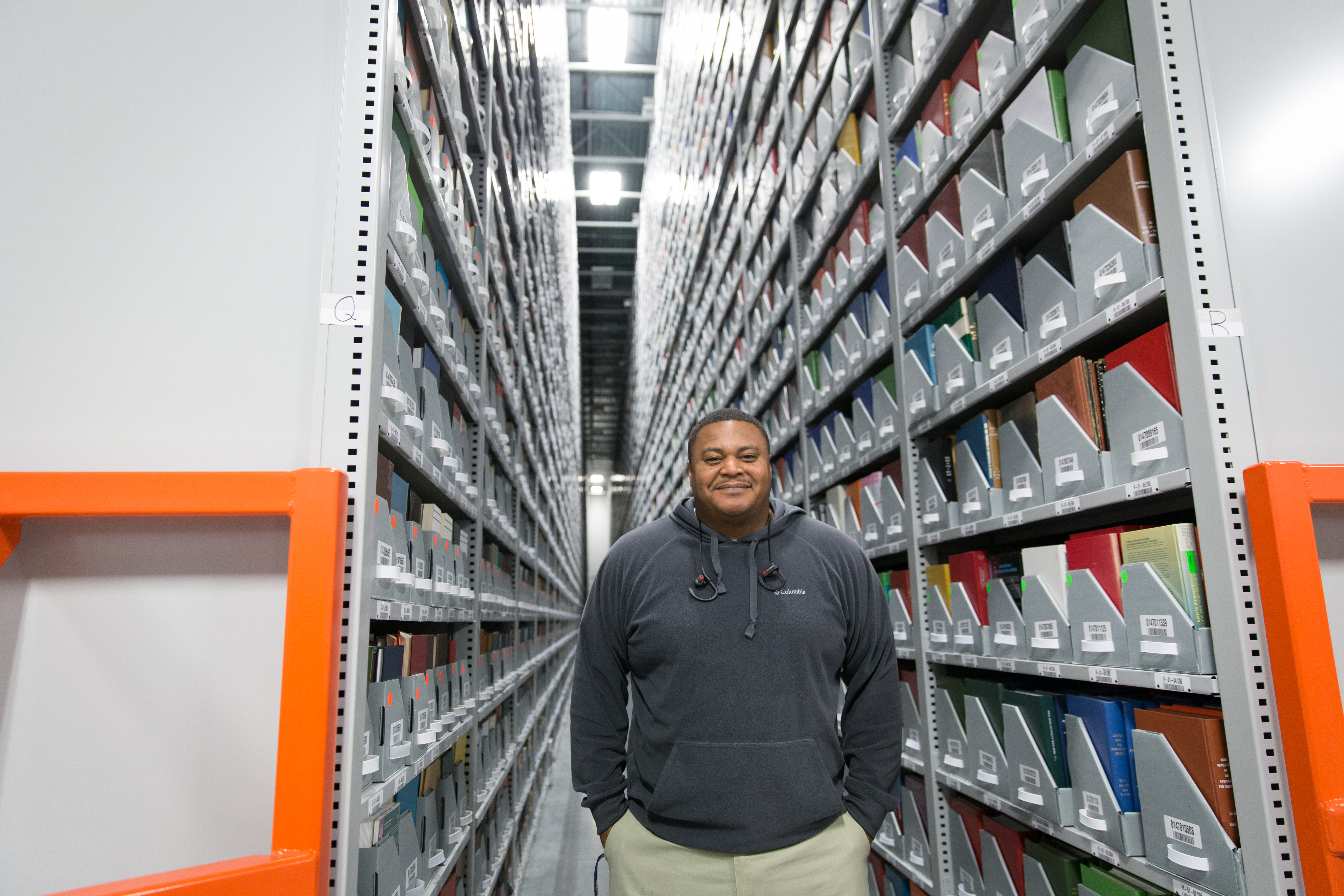 high bay off site library shelving