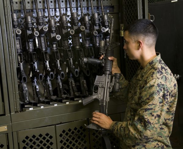 Military Weapons Storage System with Weapons Racks for Quick Access