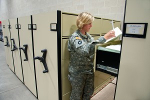 File Storage for Military Equipment Storage on Mobile Shelving